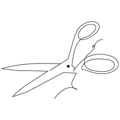continuous single line drawing of scissors art drawing and illustration scissors symbol concept design
