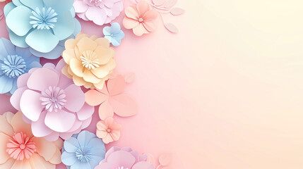 Flowers background with multicolored flowers with pastel colors  illustration.