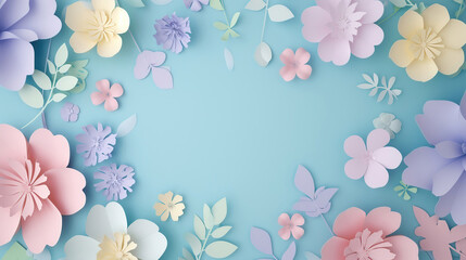 Flowers background with multicolored flowers with pastel colors  illustration.