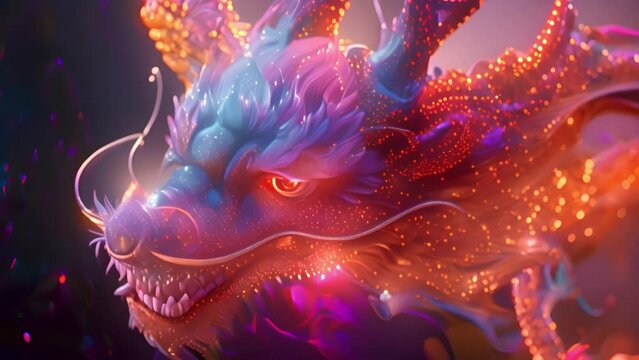 Happy Chinese New Year, year of the Dragon background decoration, wealth and a Happy New Year. Asian and traditional culture concept Golden dragon 4k 2024 Chinese dragon