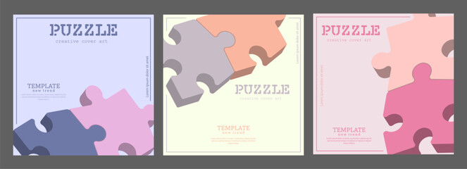 Puzzle. A template for a poster, cover banner, or interior design. A simple composition for a creative idea - obrazy, fototapety, plakaty