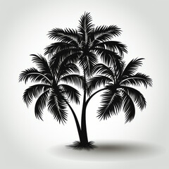 Silhouette of Tropical Palm Trees on Light Background

