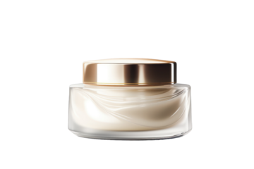 Luxurious packaging Clear cosmetic cream isolated on white transparent background.