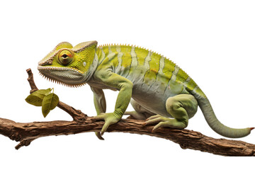 Adult Parson's chameleon Madagascar wildlife isolated on white transparent background.