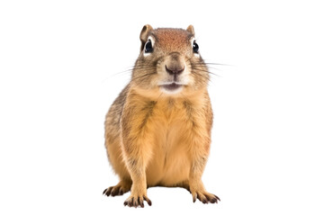 small and cute ground squirrel. Amazing and funny isolated on white transparent background.