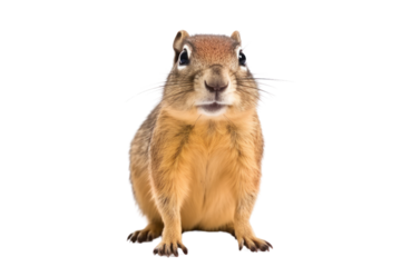 small and cute ground squirrel. Amazing and funny isolated on white transparent background.