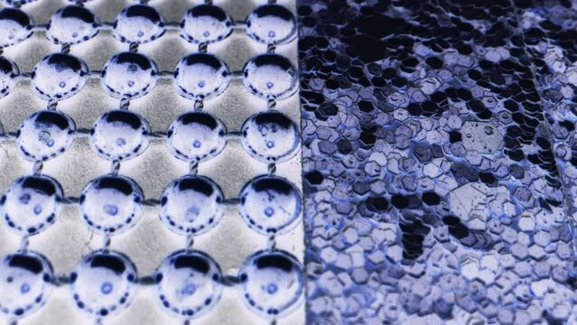 Abstract geometrical shapes in vivid blue.