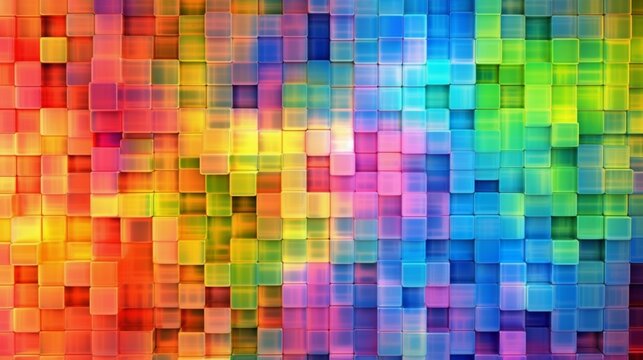 Seamless psychedelic rainbow heatmap glass square blo.Generative AI