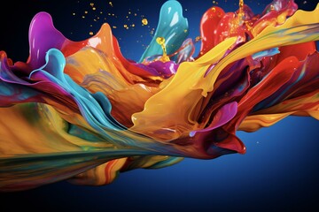 colorful paint splashes on a black background