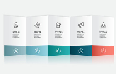 infographics timeline  element business data visualization steps report layout template background with business line icon 5 steps