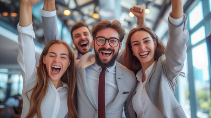 Business team celebrating a successful project completion for a job well done.