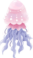 Cartoon colorful, cute jellyfish on a white background