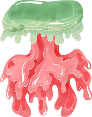 Cartoon colorful, cute jellyfish on a white background