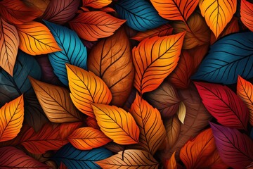 Autumn leaves seamless pattern. Vector illustration. Colorful background, Show a colorful seasonal autumn background pattern, AI Generated