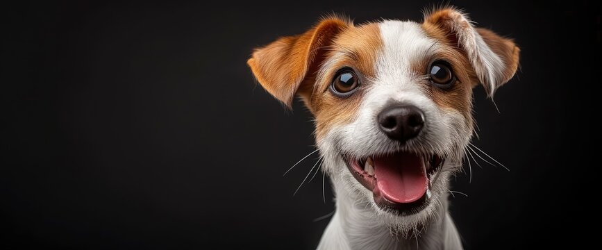 Portrait Happy Smiling Jack Russell Terrier, Design llustration Background