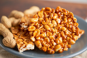 Stack of traditional palanqueta or peanut brittle candy from mexico