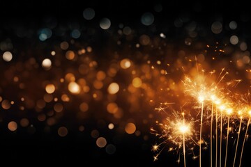 Burning sparkler on bokeh background for New Year and Christmas, Sparkler New Year background, AI Generated