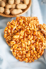 Stack of traditional palanqueta or peanut brittle candy from mexico