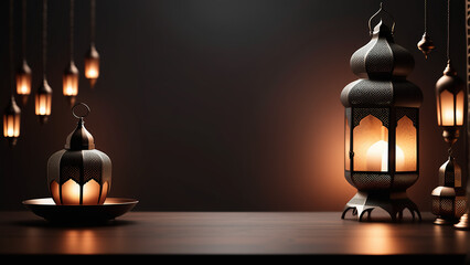 arabic lantern of ramadan celebration background illustration
