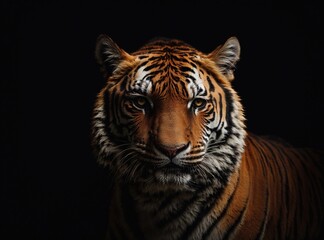Midnight Tiger on Black Canvas