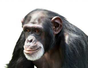 Schimpanse isoliert auf weißen Hintergrund, Freisteller
