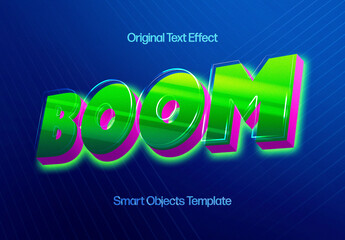 3D Bright Neon Text Effect Mockup