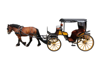 Antique wooden horse-drawn carriage isolated png