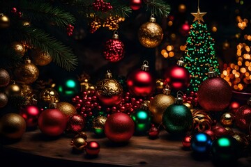 Fototapeta na wymiar A display of seasonal decorations and festive holiday items