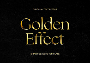 Gold Metallic Text Effect Mockup - obrazy, fototapety, plakaty