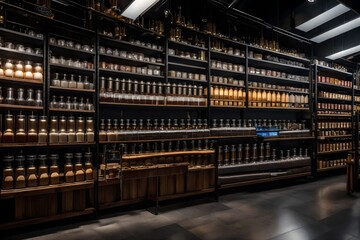 A coffee aisle including a selection of beans, grinders, and brewing equipment