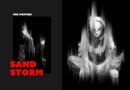Noise Distortion Poster Photo Effect Mockup
