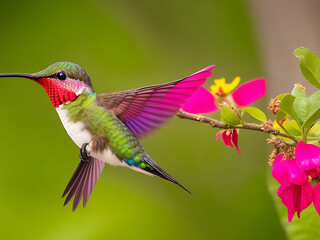 Photo colorful hummingbird in costa rica, central america generative ai