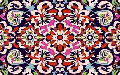 Boho Blossoms Ikat Tribal Tie Dye Colors Flower Wallpaper