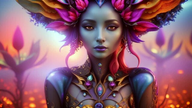 fantasy woman in flowers