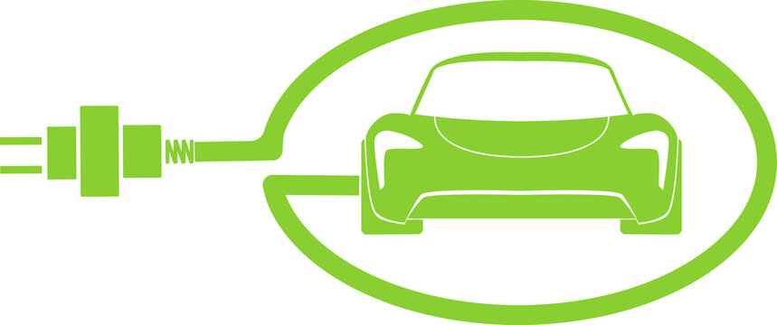 Electric car and Electrical charging station symbol. Electric car icon isolated. Vehicle Charging Station road sign.