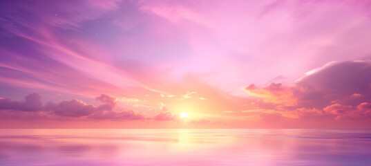 Obraz premium Pastel Sunset Sky with Pink Ocean Background
