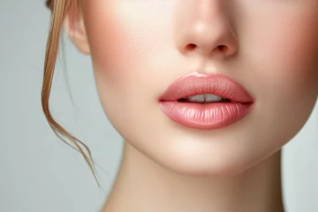 Fotobehang injections of lip filler to achieve bigger lips. Generative Ai. © Planum