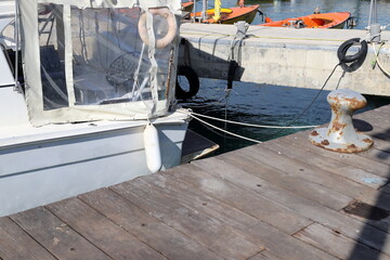 A pier for mooring boats and yachts in the port of Tel Aviv.