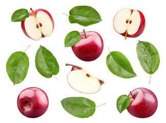 Red apple collection Clipping Path