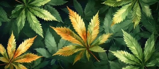 Watercolor marijuana cannabis leaf Background - obrazy, fototapety, plakaty