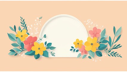 Fototapeta premium Floral flower pink pastel background for Easter Sunday. Christian day illustration template for poster, presentation, banner, social media.