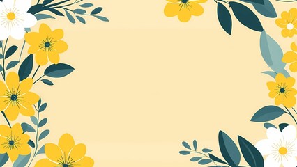 Fototapeta na wymiar Floral flower yellow pastel background for Easter Sunday. Christian day illustration template for poster, presentation, banner, social media.
