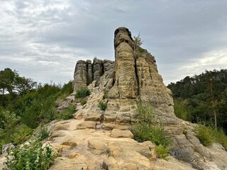 Wanderer an den Klusfelsen bei Halberstadt
