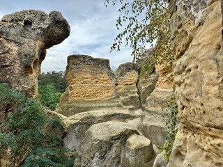 Wanderer an den Klusfelsen bei Halberstadt