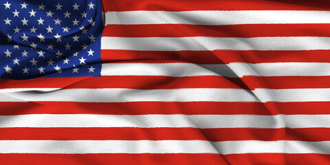 Obraz premium Illustration of the USA national flag waving, american flag blowing in the wind