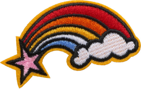 Rainbow patch embroidery cutout without background