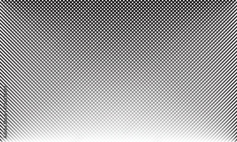 Poster abstract repeatable seamless black white gradient thin line cross pattern.
