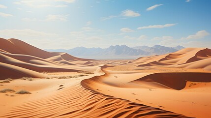 Desert sand dunes panorama. 3d render illustration.