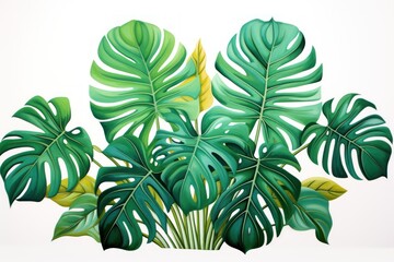 a tropical monstera plant on a white background