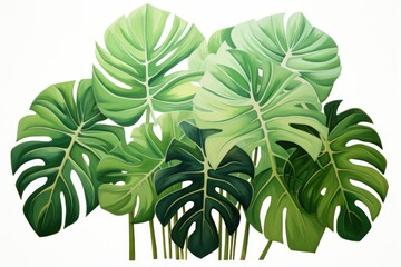 a tropical monstera plant on a white background